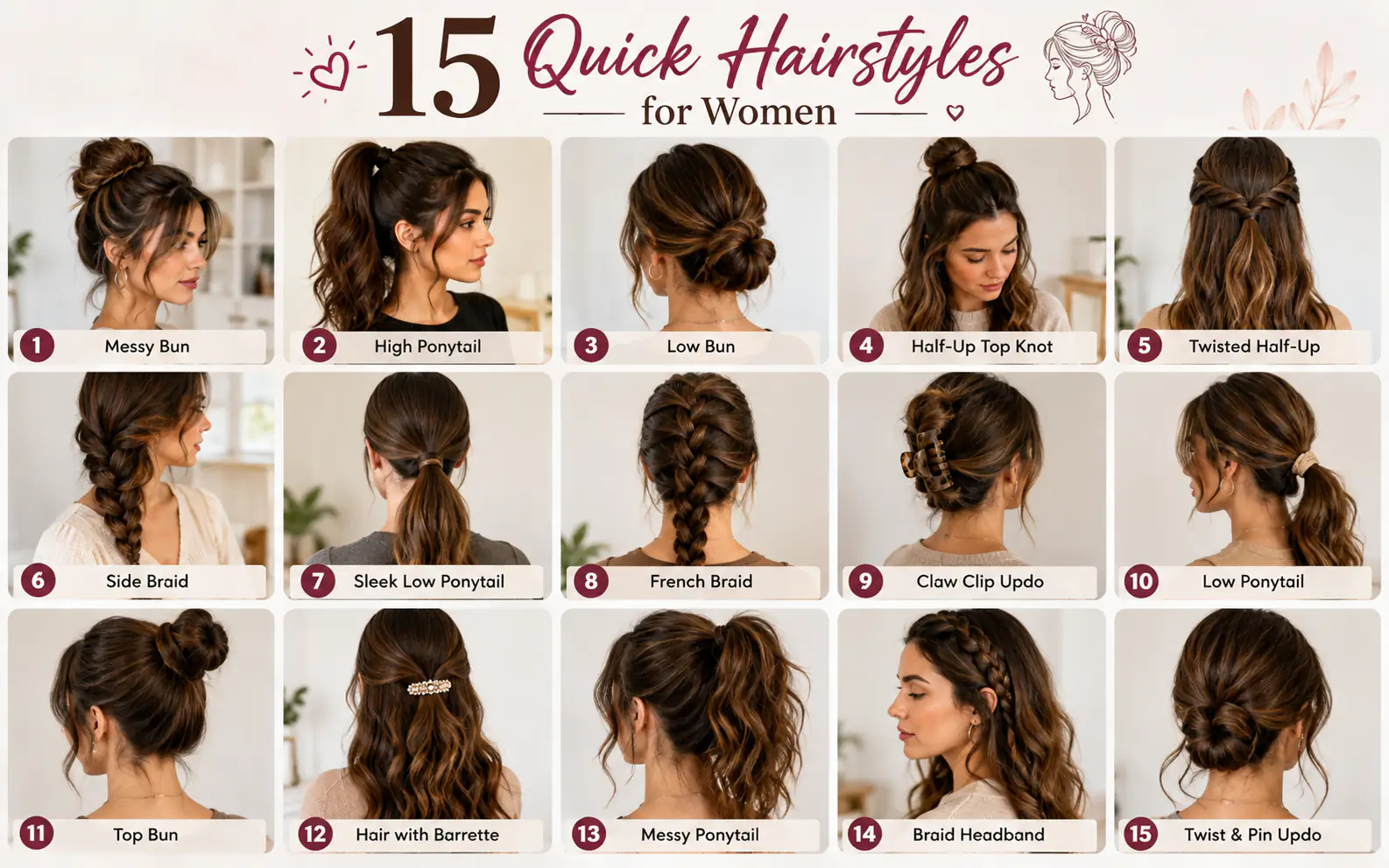 15 Quick Hairstyles for Women