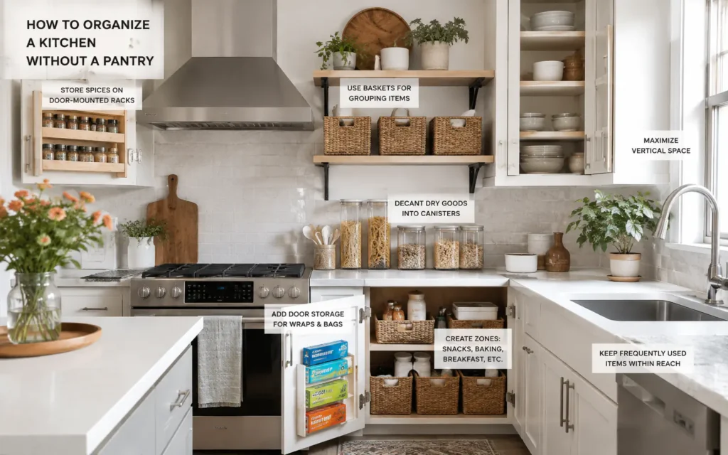 How to Organize a Kitchen Without a Pantry: Smart Storage Solutions