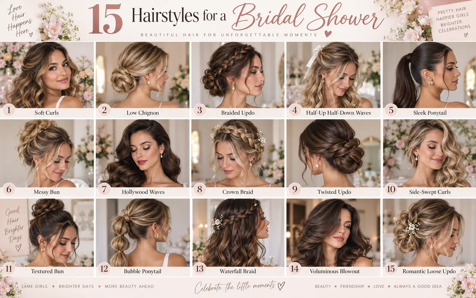 15 Hairstyles for a Bridal Shower