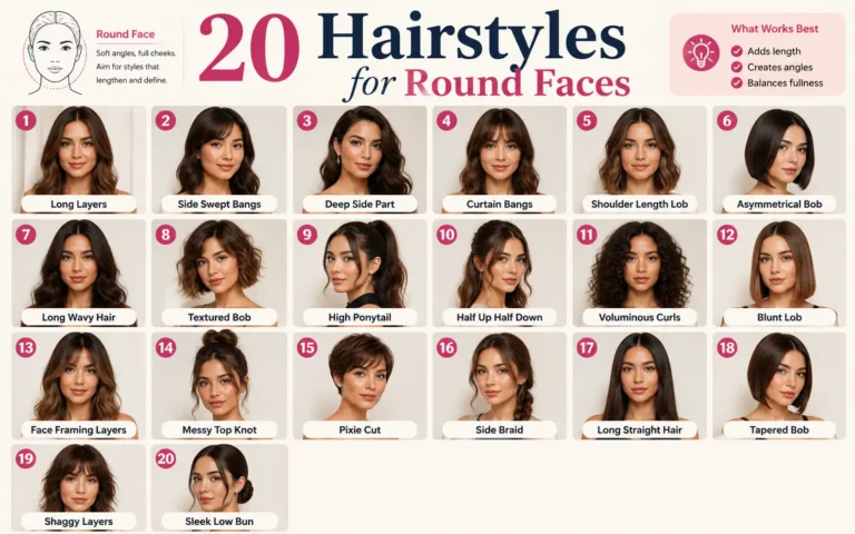 20 Hairstyles for Round Faces